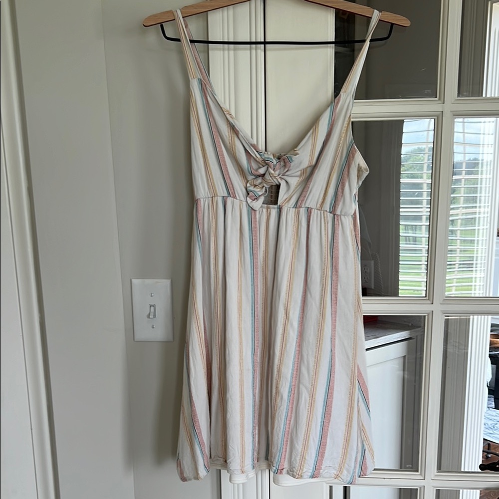 Altar'd State Striped Mini Dress - White and Multicolor